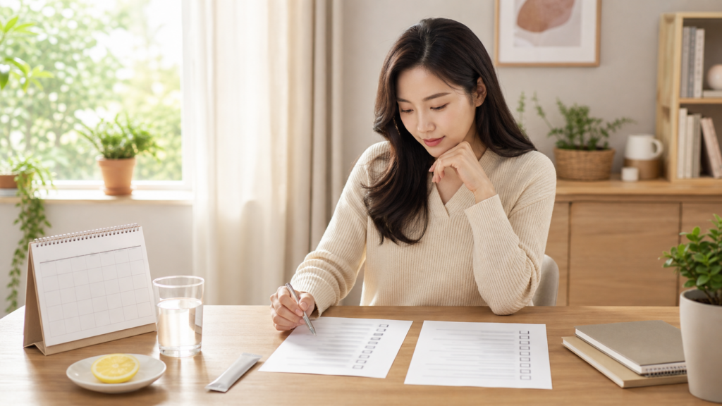 리포좀 이노시톨을 고르기 전 성분표와 하루 루틴을 차분히 확인하는 생활 이미지